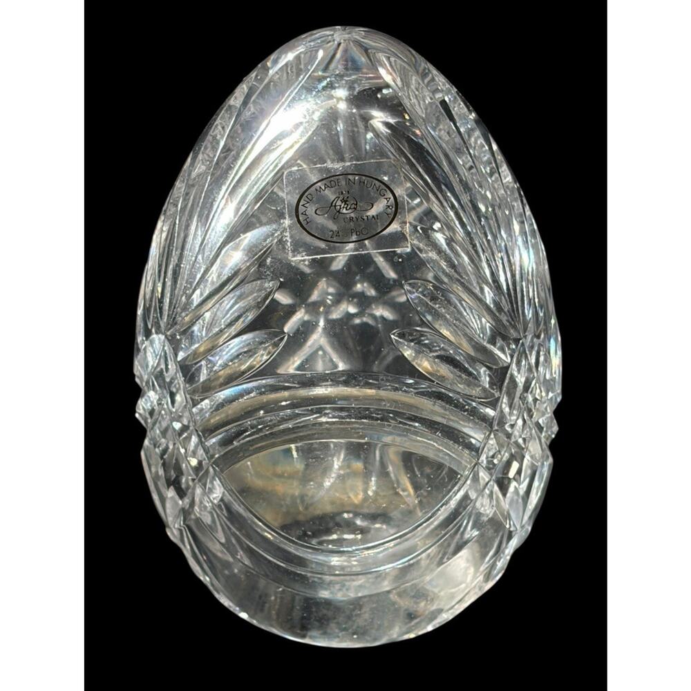 AJKA Crystal Clear Hollow Egg Paperweight 5” Hungary